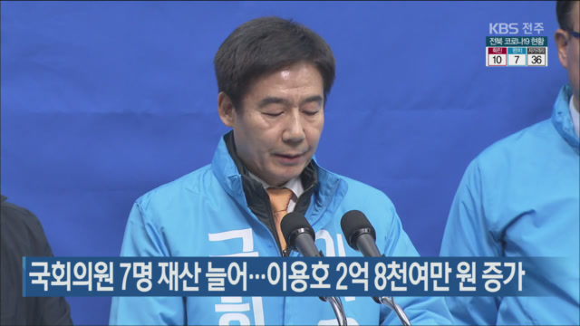 국회의원 7명 재산 늘어…이용호 2억 8천여만 원 증가