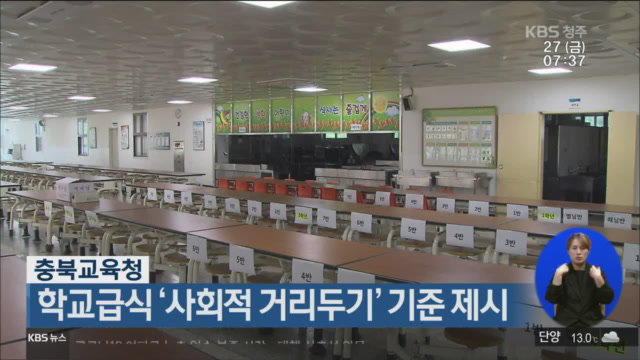 충북교육청, 학교급식 ‘사회적 거리두기’ 기준 제시