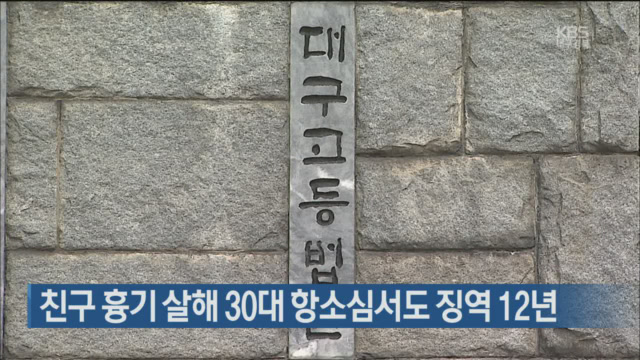 친구 흉기 살해 30대 항소심서도 징역 12년