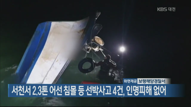 서천서 2.3톤 어선 침몰 등 선박사고 4건, 인명피해 없어