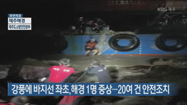 강풍에 바지선 좌초, 해경 1명 중상…20여 건 안전조치