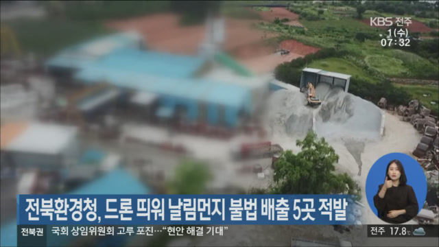 전북환경청, 드론 띄워 날림먼지 불법 배출 5곳 적발