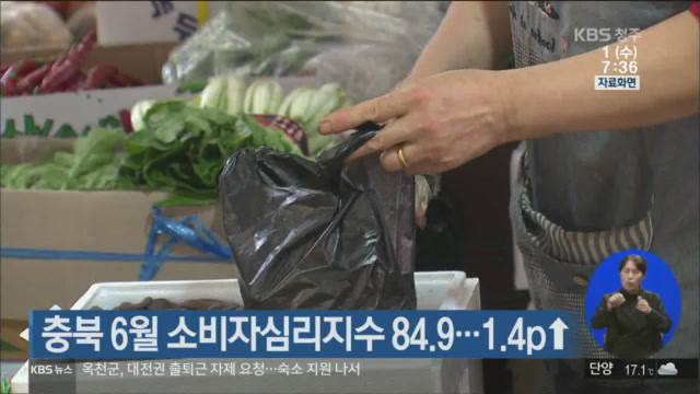 충북 6월 소비자심리지수 84.9…1.4p↑