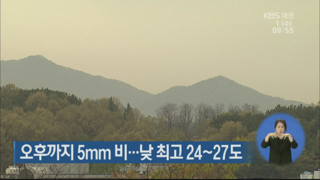 대전·세종·충남 오후까지 5mm 비…낮 최고 24~27도