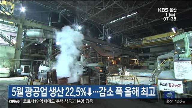 5월 광공업 생산 22.5%↓…감소 폭 올해 최고